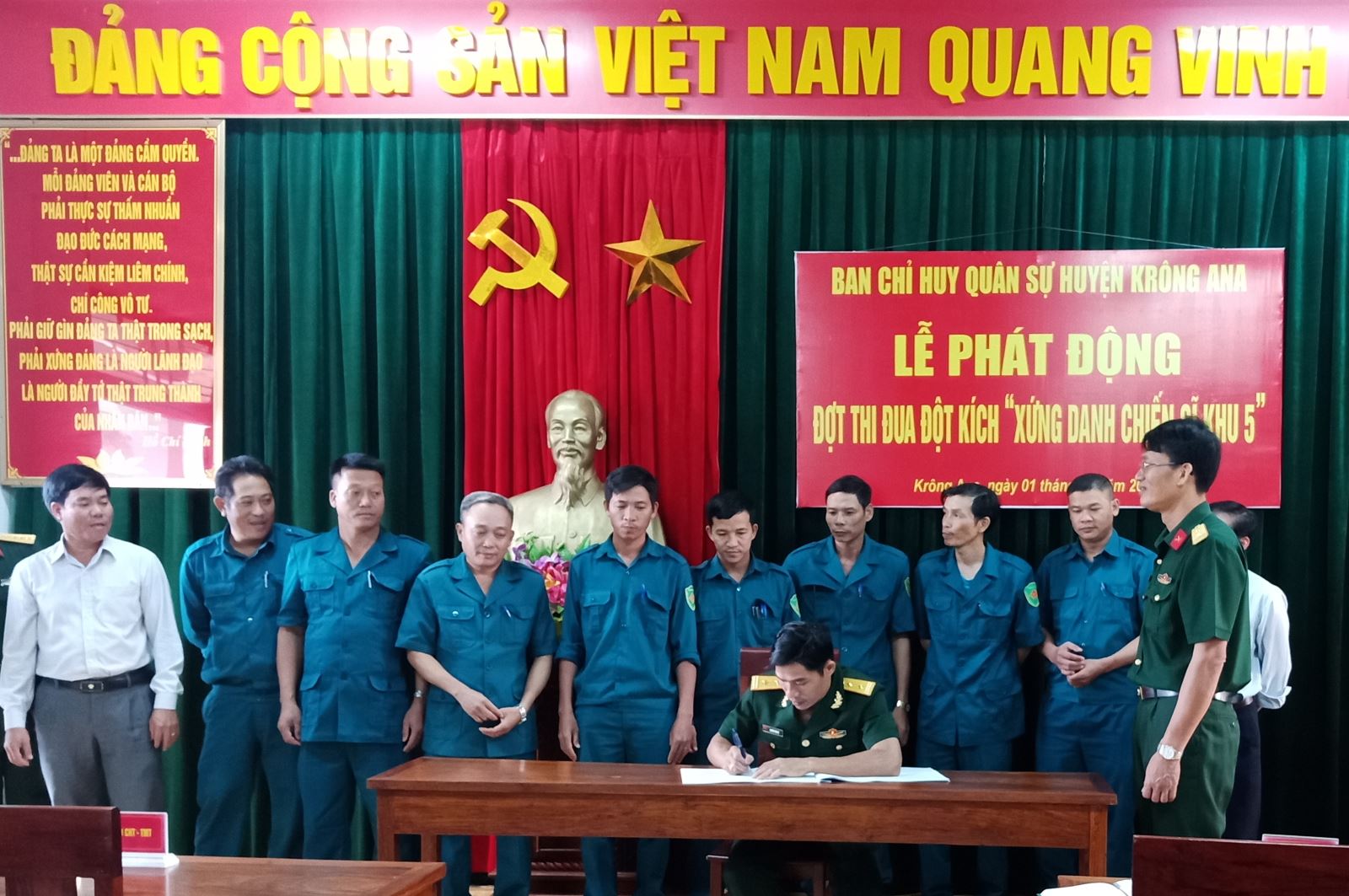 Ban Chỉ huy Quân sự huyện phát động đợt thi đua đột kích “Xứng danh chiến sĩ Khu 5”