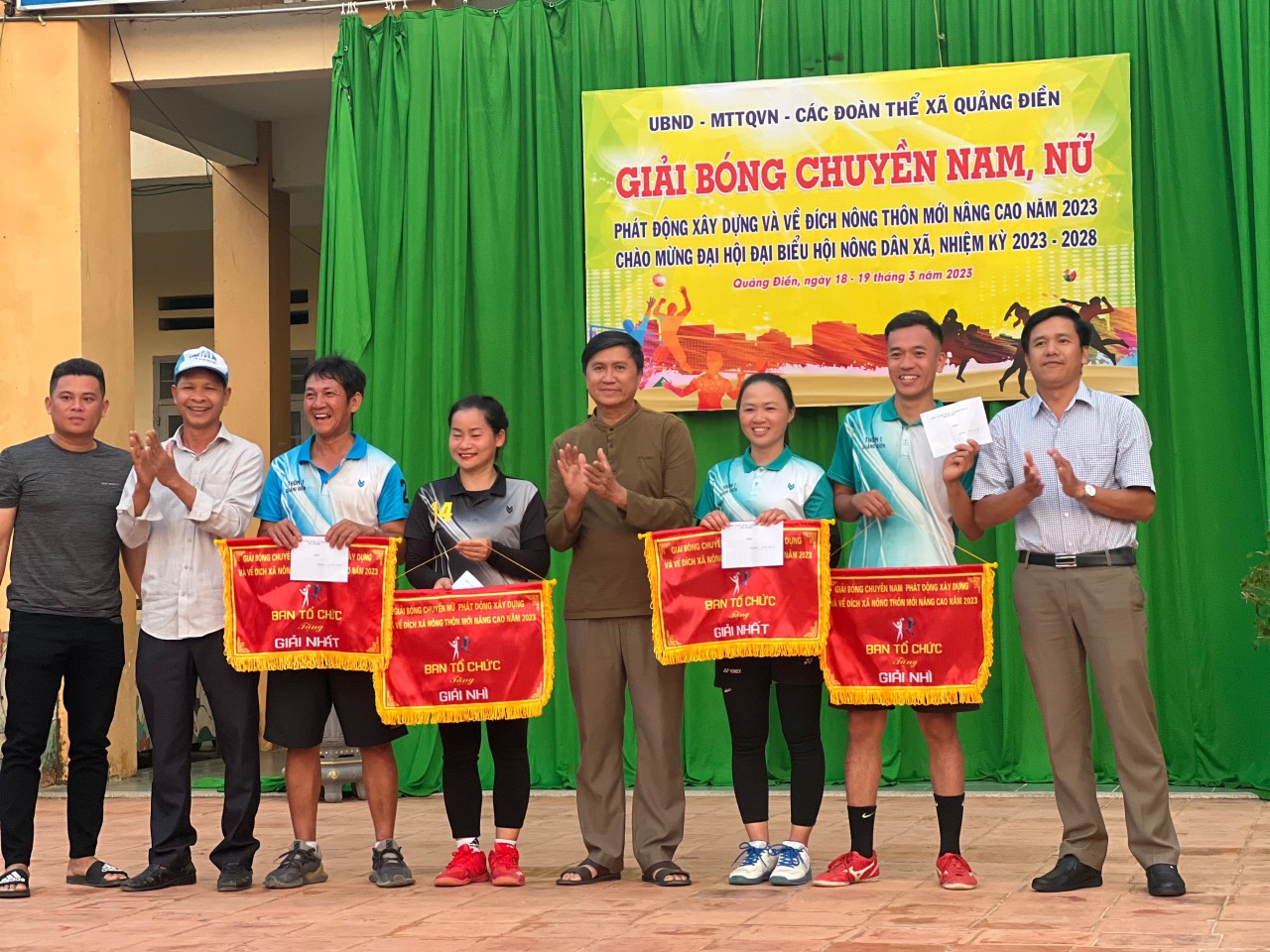 Xã Quảng Điền tổ chức giải bóng chuyền nam, nữ phát động xây dựng và về đích Nông thôn mới nâng cao năm 2023; Chào mừng Đại hội đại biểu Hội Nông dân xã nhiệm kỳ 2023-2028