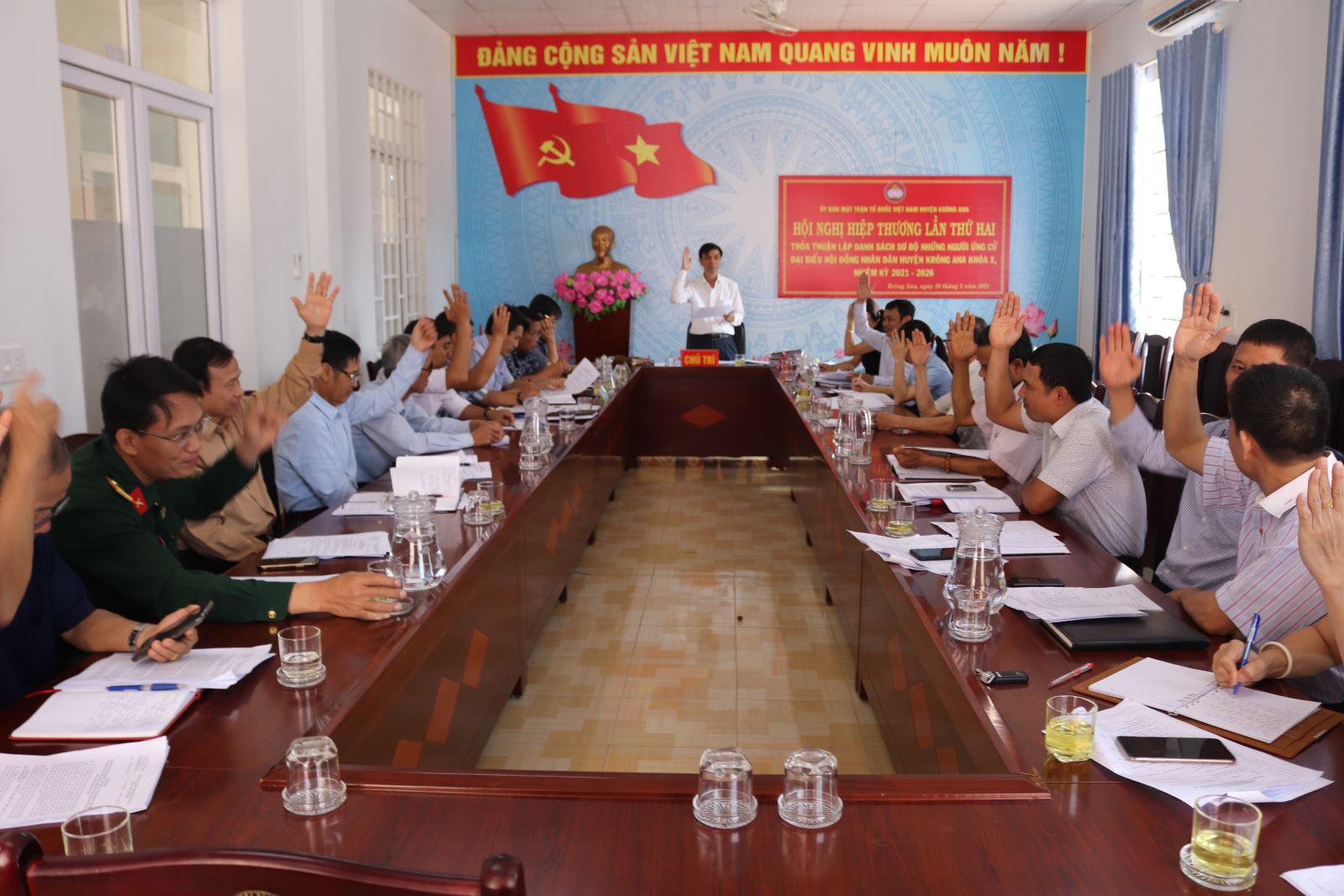 Hội nghị hiệp thương lần thứ hai thỏa thuận lập danh sách sơ bộ những người ứng cử đại biểu HĐND huyện lần thứ X, nhiệm kỳ 2021-2026