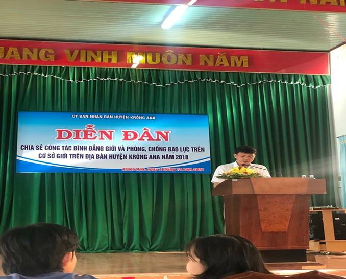 Diễn đàn chia sẻ công tác bình đẳng giới và phòng, chống bạo lực trên cơ sở giới huyện Krông Ana năm 2018
